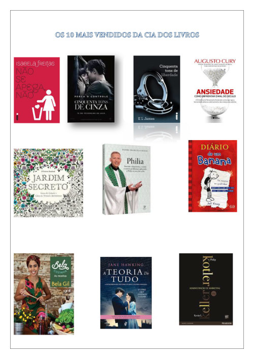 OS 10 MAIS VENDIDOS DA CIA DOS LIVROS