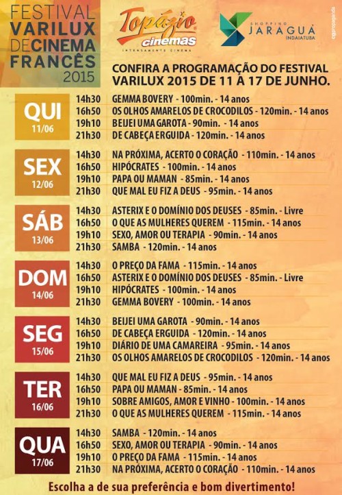 Festival Varilux de cinema Francês 2015 Blog Favoritos Topázio Cinemas