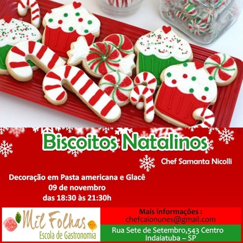 Biscoitos natalinos Aulas de culinária é na Mil Folhas Escola de Gastronomia