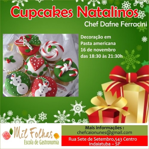 cupcakes natalinos 2 Aulas de culinária é na Mil Folhas Escola de Gastronomia