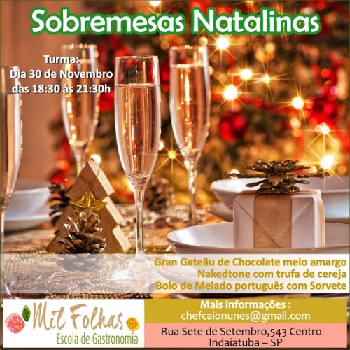 sobremesas natalinas 2 Aulas de culinária é na Mil Folhas Escola de Gastronomia