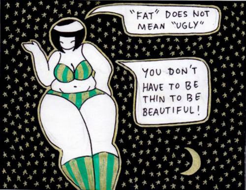 **MUST LINK TO http://cosmiccuties.com/** Cosmic Cuties is a Tumblr created by 16-year-old Brooklyn high schooler Mikhaila Nodel, a girl who is going places in life. On the Tumblr, she describes the space ladies she draws as women "who fight sexism throughout the universe. They stand for feminism, body acceptance, and self love!" On top of all that, the drawings are meant to just make people's days better, reports Women You Should Know. The drawings are simple and gorgeous: Each one features a curvy woman thinking an inspirational thought or having an empowering conversation with another woman.
